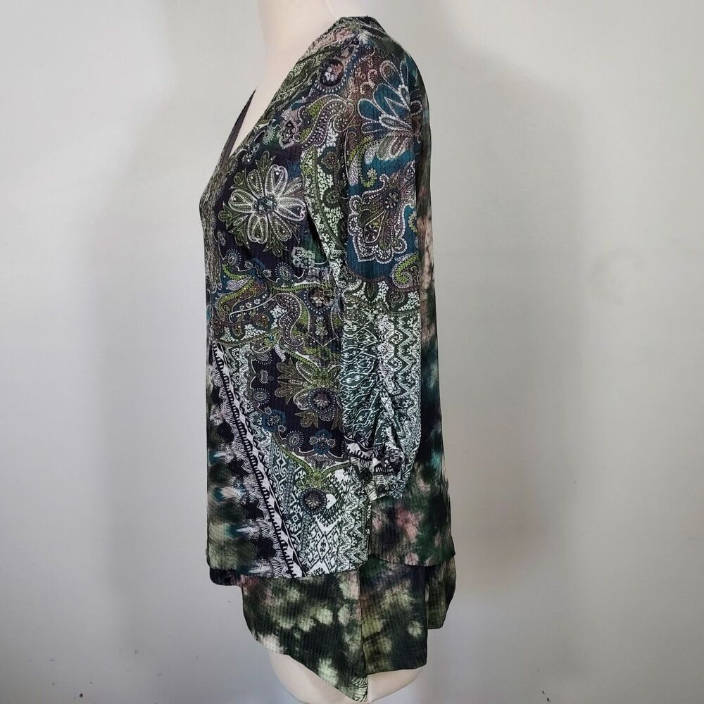 One World Asymmetric Hippie Tunic Top Women Sz Large Boho Fairy Artsy Festival - Picture 4 of 12